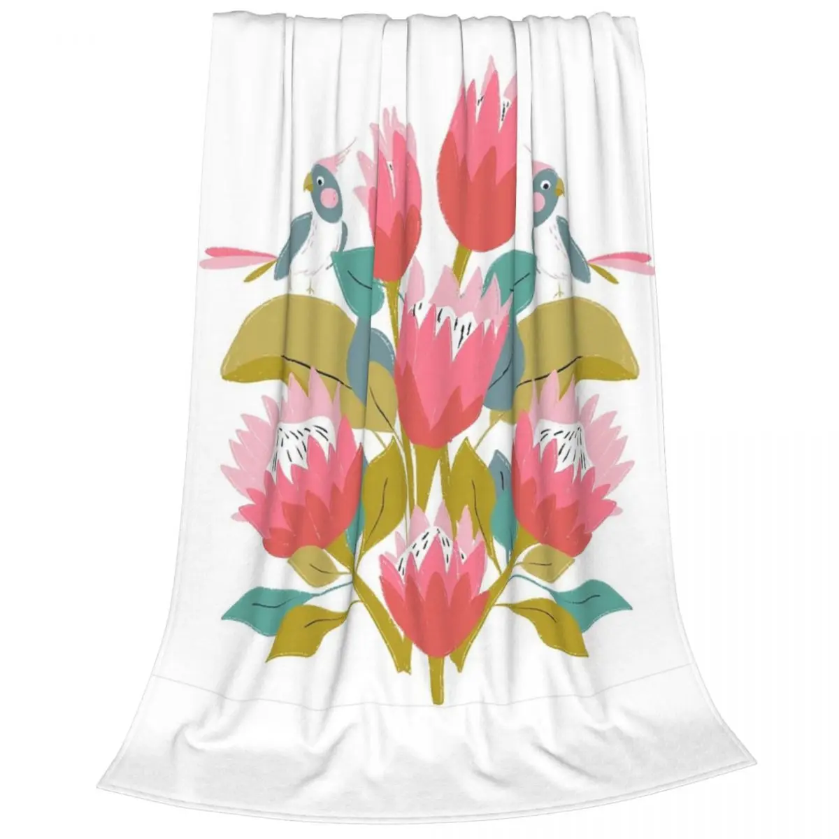 Protea And Canary Bird Blankets Fleece Warm Sofa Throw Blankets For Couch Bedding Outdoor Throws Bedspread Quilt