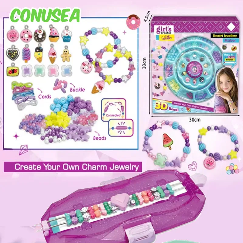 

Girls DIY Bracelets Crafts Handmade Beaded Games Toys Elastic Bracelet Spacer Beads Making Necklace Jewelry Kits Kids Children