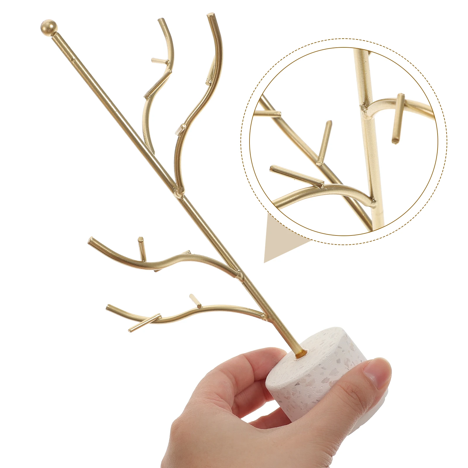 

Terrazzo Jewelry Rack Nordic Style Simple St Creative Holder Resin Base Iron Material Home Decor Display Storage