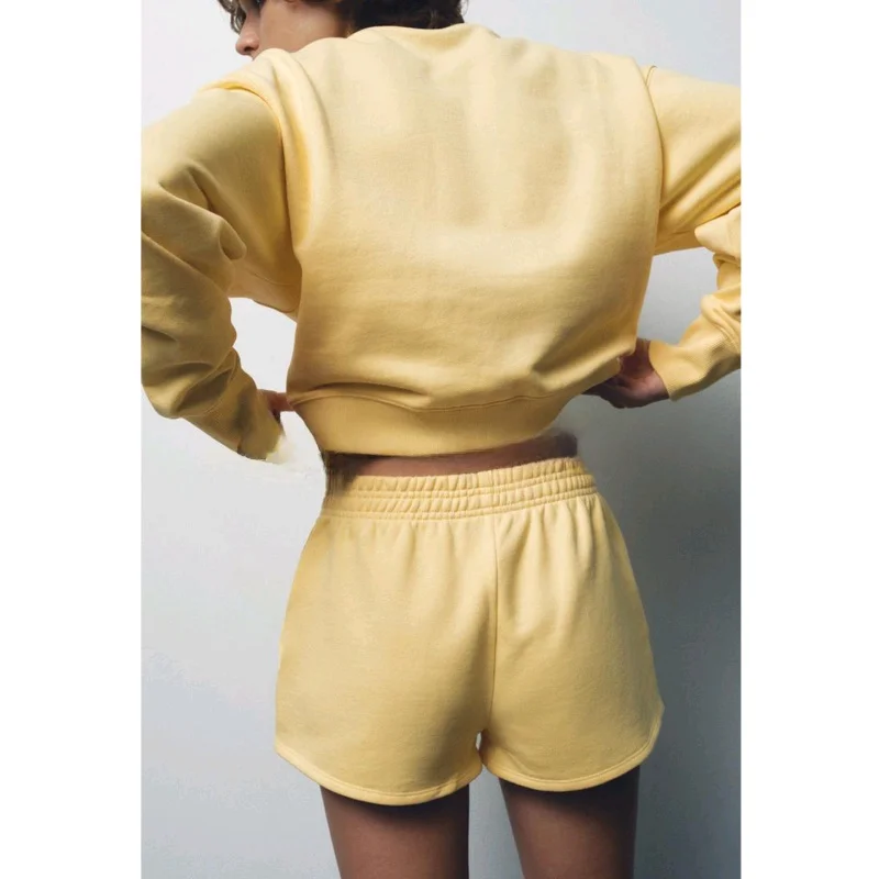 Conjunto de dos piezas para mujer, novedad de otoño, suda bordada de manga larga con cuello redondo, plones cortos de...