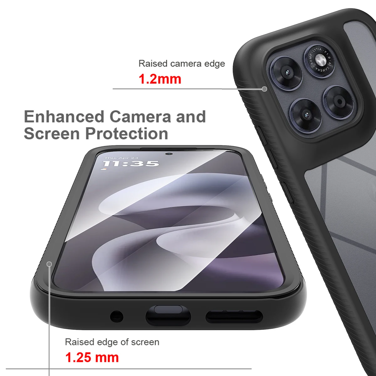 Odporne na wstrząsy przezroczyste etui z wbudowaną ochroną ekranu, pełna ochrona, wytrzymała obudowa Defender do Motorola G77. — zdjęcie produktu 3