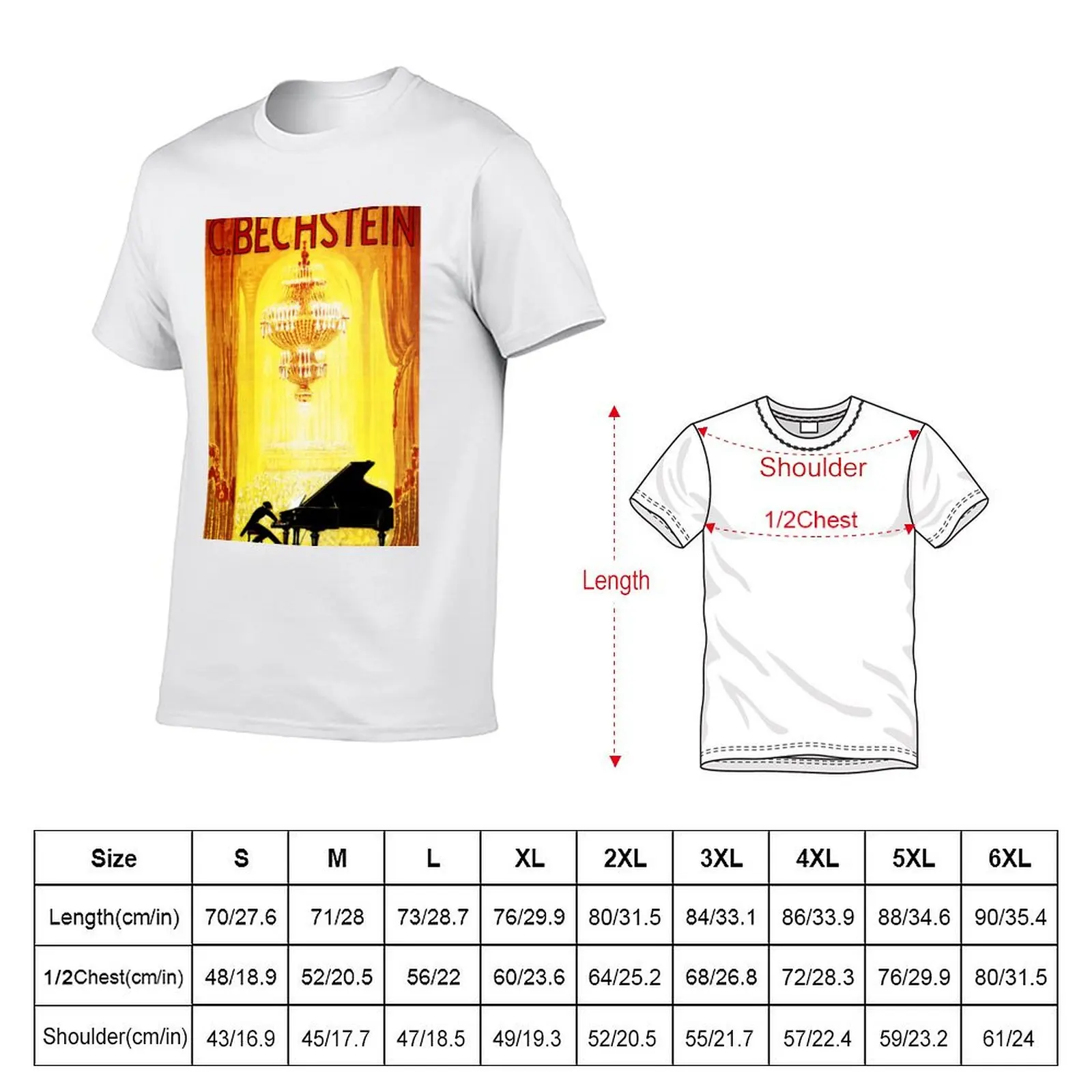 PIANO Maker C BECHSTEIN Germany Concert Hall Advertisement Vintage T-Shirt Comfortable Work Wear Tee
