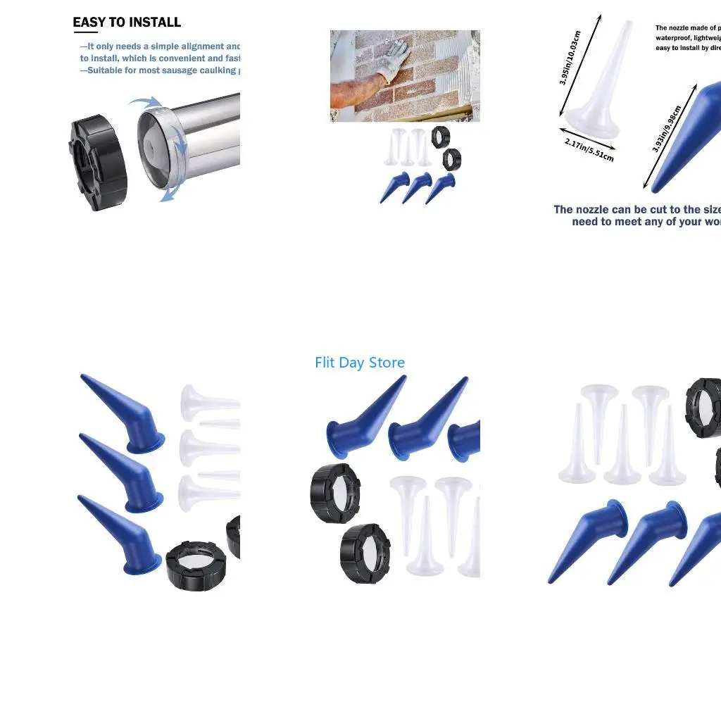 F92C 10PCS Caulking Nozzle set Plastic Caps & Plastic Cones Quick Installation for Home Renovations & Construction Projects