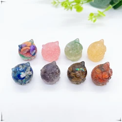 18MM Mini Owl Decoration Epoxy Resin Natural Crushed Crystal Stone Exquisite Desk Ornaments Home Garden Decoration Children Gift