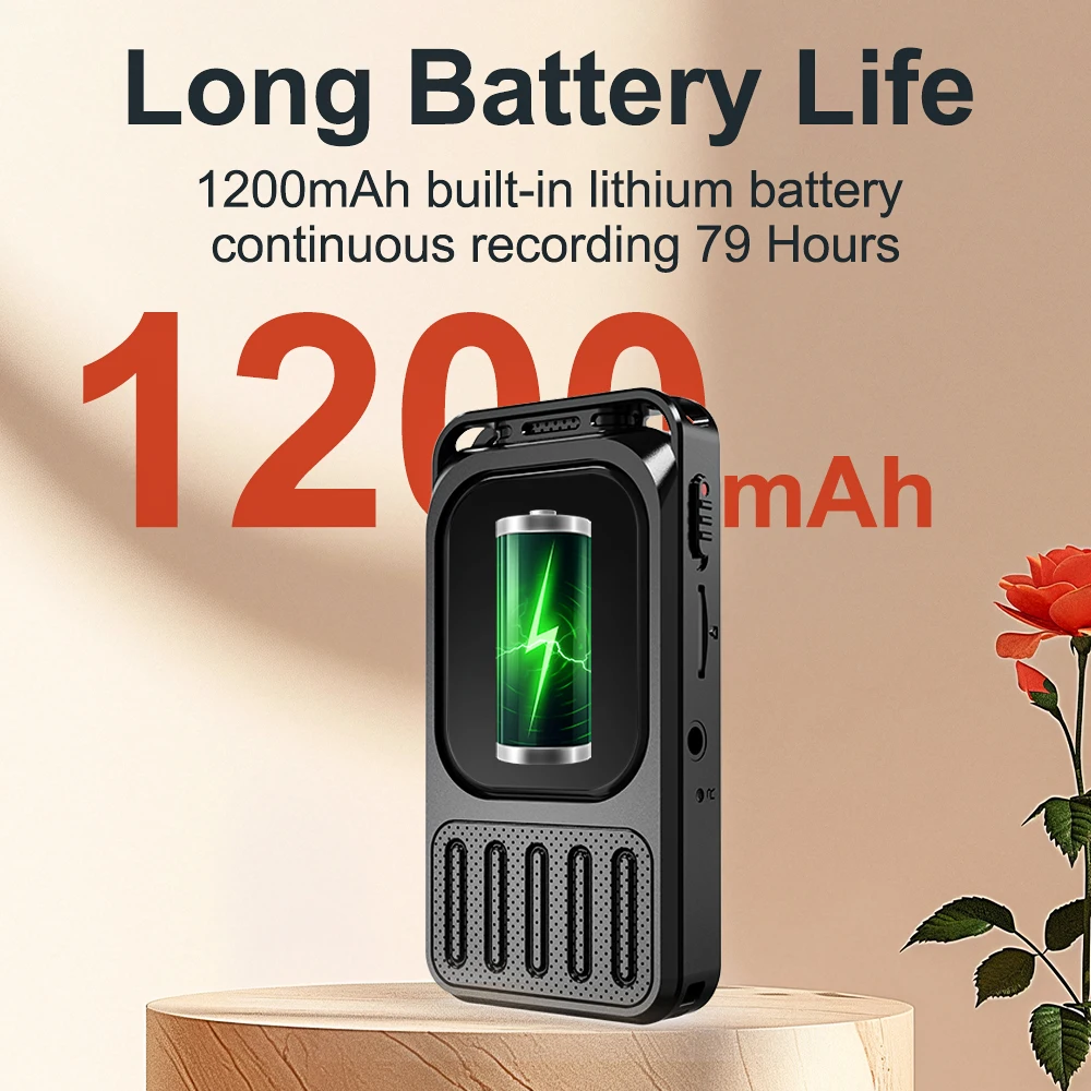 Vandlion V78 مسجل صوت شاشة TFT LCD تعمل باللمس 1200mAh 78H وقت طويل تسجيل الصوت آلة حاسبة وظيفة جهاز بلوتوث