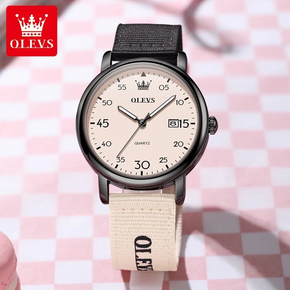 

OLEVS Watches Fashion Business Sports Quartz Watches For Men Waterproof Luminous Nylonstrap Student Watches 2997