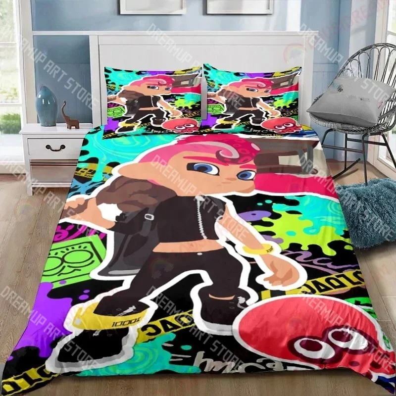 3D Print S-Splatoon Cartoon game Bedding Set Twin Queen King Full Size Duvet Cover Pillowcase Bed boys girls Adult Home Textiles