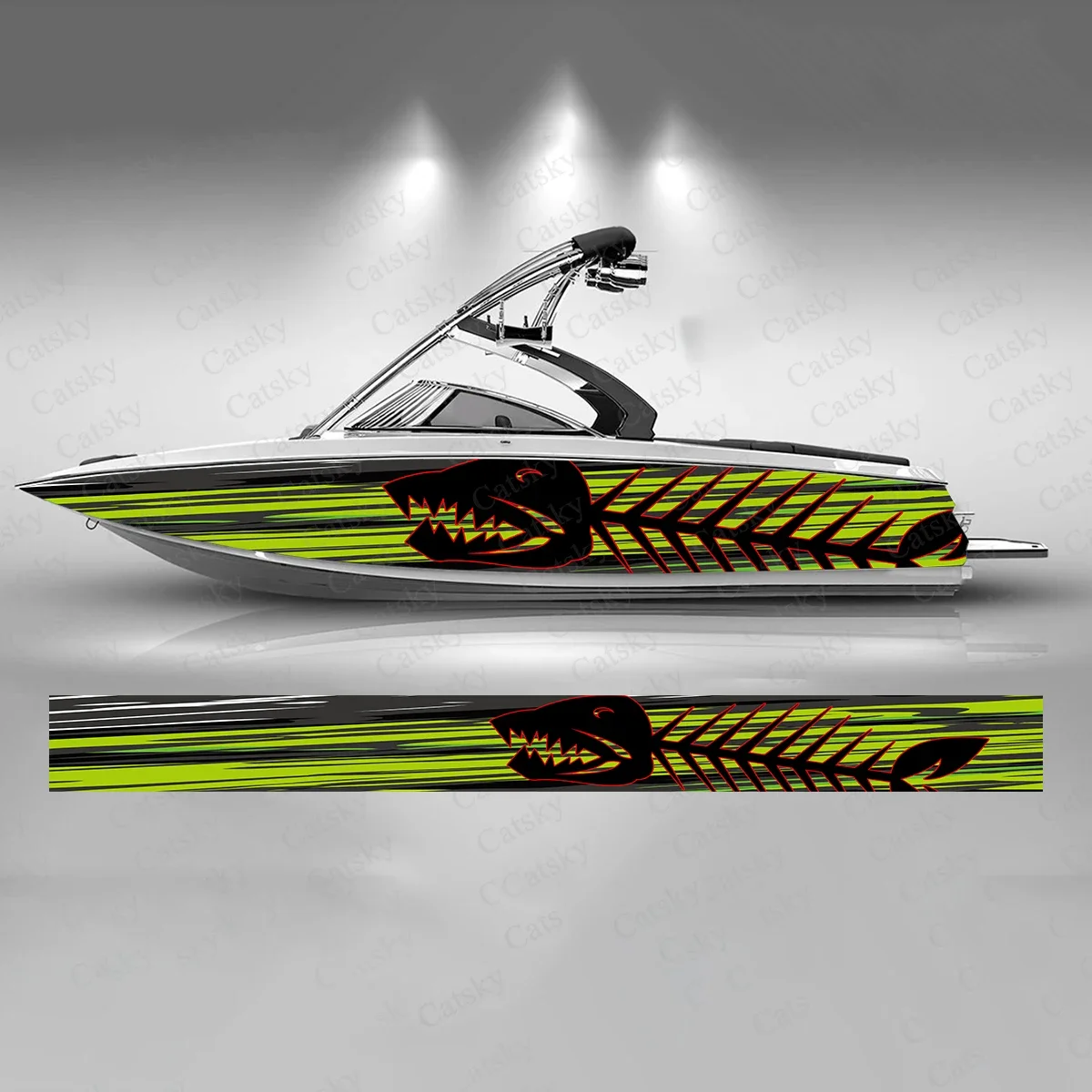 Fish Bones Abstract Geometry Boat Sticker Fashion Custom Fish Boat-Sticker Vinyl Waterproof Boat Wrap Graphic Boat Wrap Decal