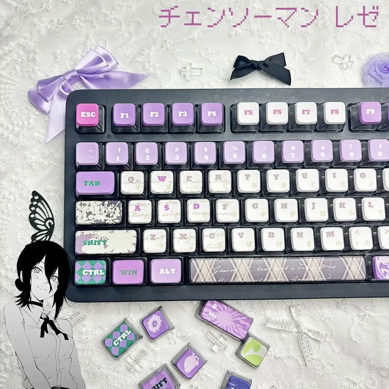 MAIMOOO Reze Pudding Keycaps 119 Keys PBT+PC Four-sided Translucent Chainsaw Man Anime Keycap for Wooting Mechanical Keyboard