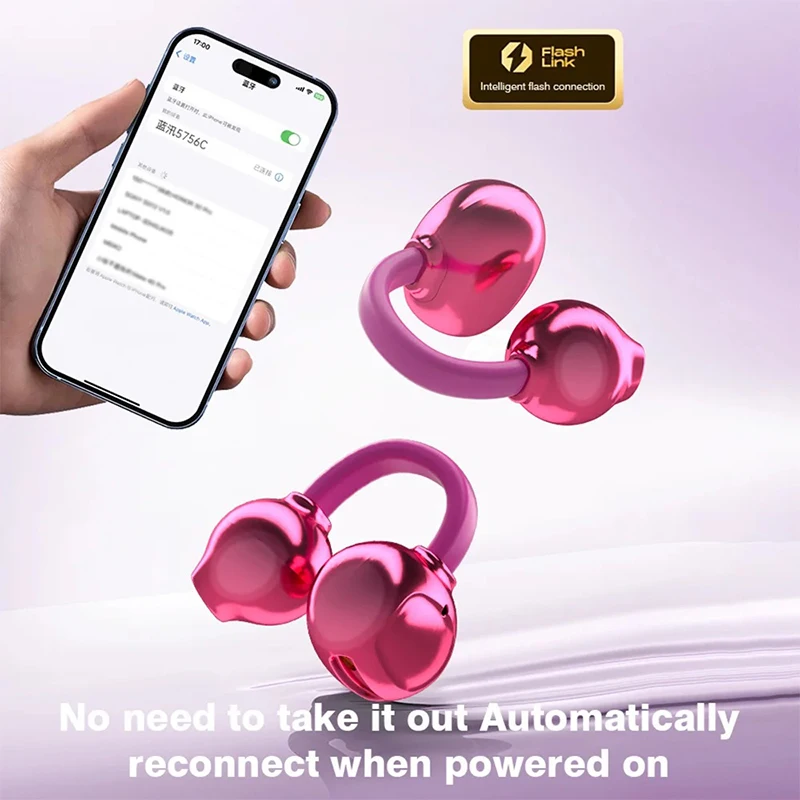 Bezprzewodowe słuchawki otwarte na ucho z mikrofonami, Bluetooth 5.4, słuchawki z klipsem na ucho, przenośne, długotrwała bateria, słuchawki stereo HIFI na prezent. — zdjęcie produktu 2