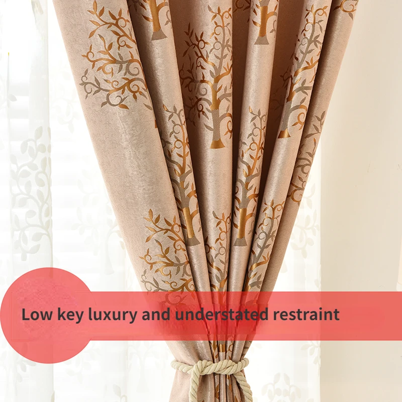 European Luxury Full Blackout Flannelette Curtains, Thickened Thermal Insulation, Bedroom French Window, Home Decoration