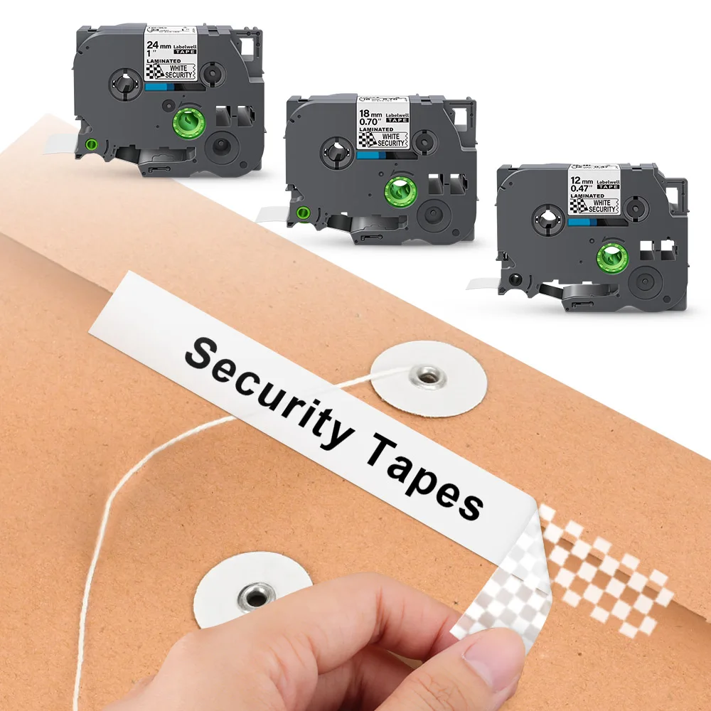 12/18/24mm SE4 Labels Compatible for Brother Security Tapes SE3 SE4 SE5 Cassette Ribbon for Brother P Touch Label Printer PTH110