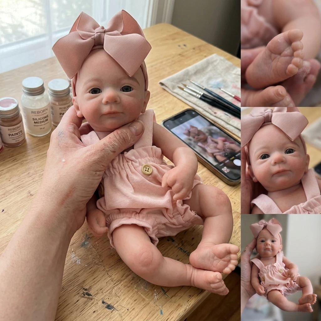 16 Inch Full Soft Silicone Reborn Baby Girl Doll Open Eyes Lifelike Real Skin Touch Newborn Collectible Toy Gift view 2