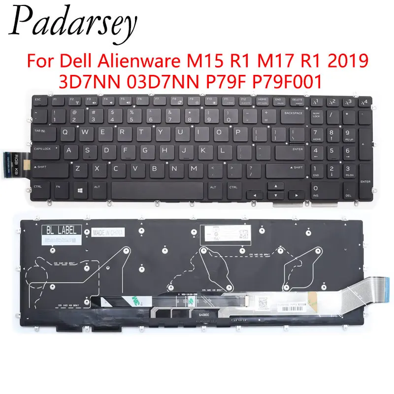 Новая клавиатура Padarsey для ноутбука Dell Alienware M15 R1 M17 R1 2019 3D7NN 03D7NN P79F P79F001 с подсветкой US