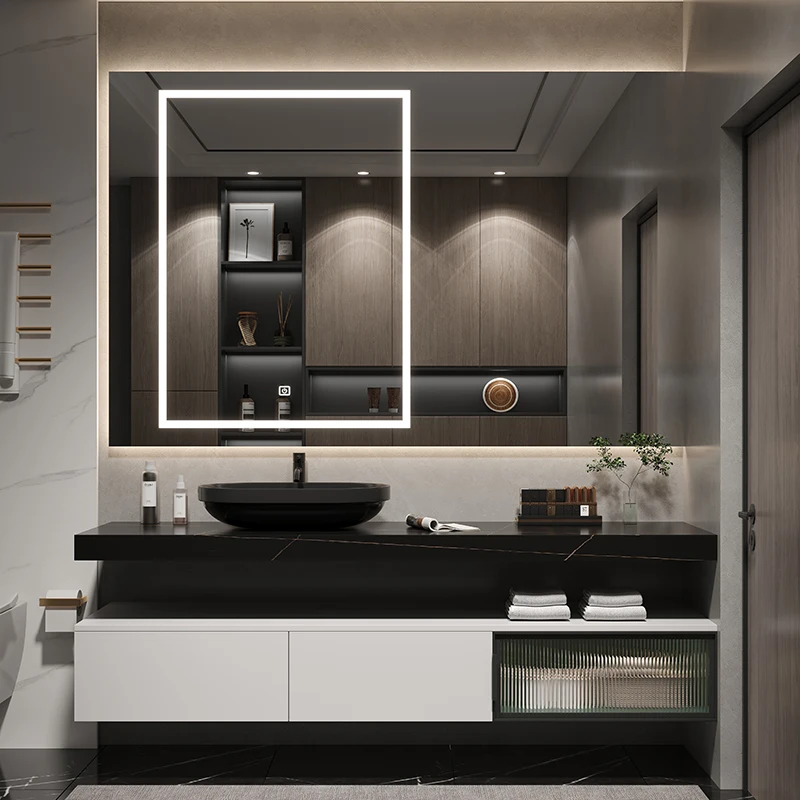 Bathroom Cabinet Combination, Bathroom Sink, Solid Wood Washbasin, Intelligent Mirror on Basin, Modern and Minimalist New