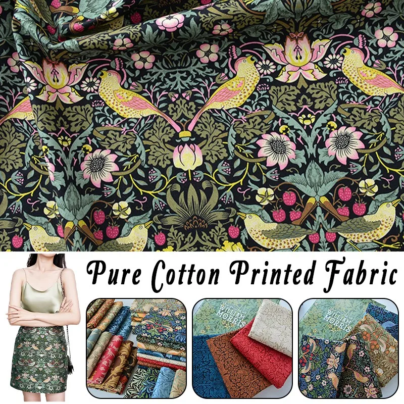 

50X145Cm Pure Cotton Floral Fabric Digital Print Half Meter Sewing Cloth for Clothing Bags Bedding Diy Craft Handmade Projects