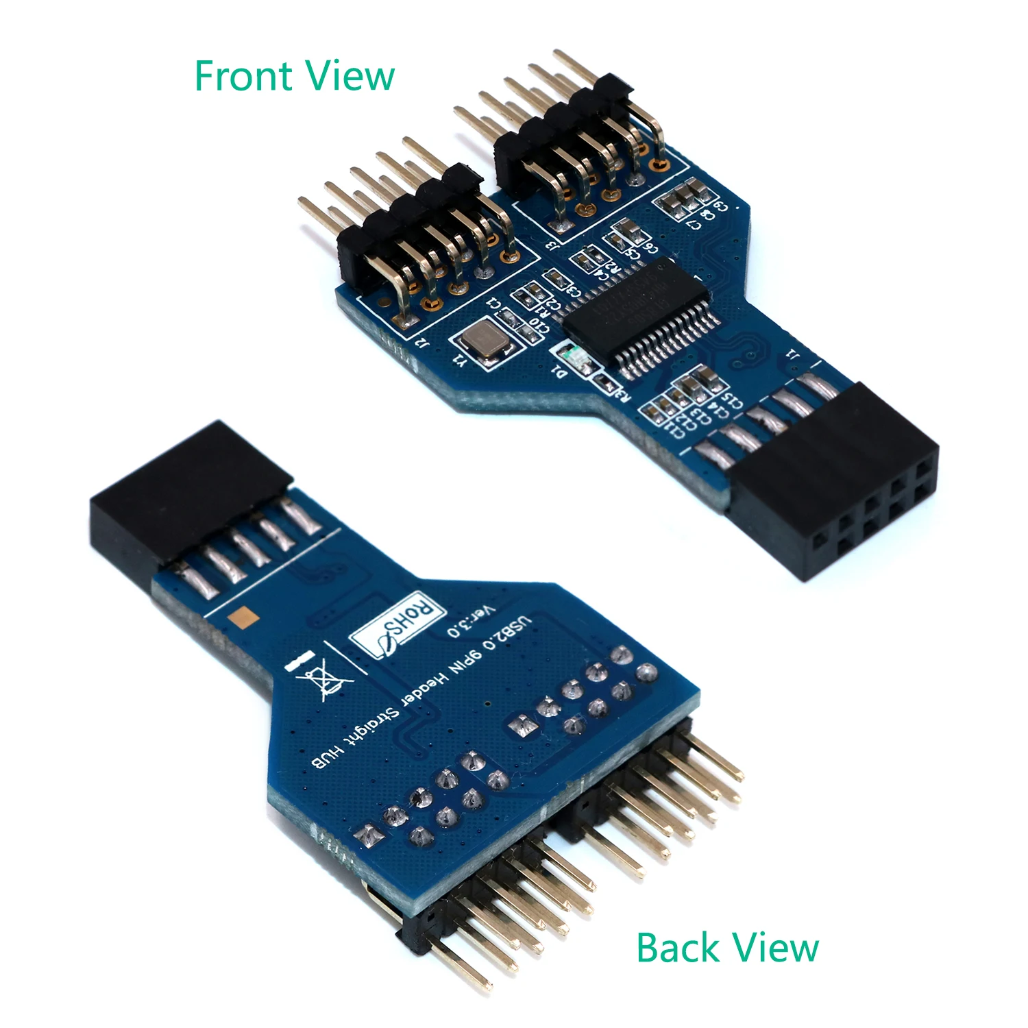 9pin USB Header Female 1 to 2 Male USB 2.0 Connector Desktop 9pin to 9pin Adapter for RGB Splitter NZXT Water Cooling Bluetooth