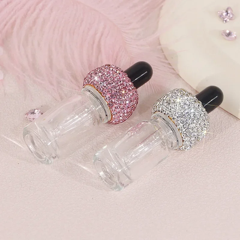 5ml Sparkling Rhinestone Essential Oil Lotion Split Bottle Portable Dropper Glass Jar Mini Sample Empty Reusable Storage Bottle