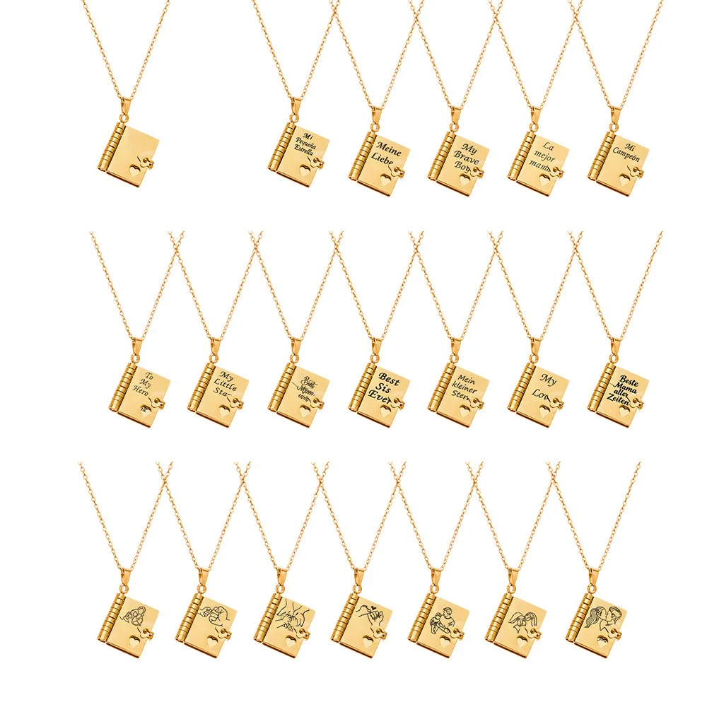 Mi Campeón Son Openable Book My Little Star Necklaces Spanish Mi Pequeña Estrella Book Necklace for Daughter Graduation Gift