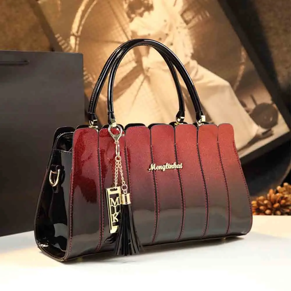 

2023 New Noble Style Women Gradient Ramp Top Handle Bag with Tassel Crossbody Shoulder Causal Tote Elegant Ladies Handbag