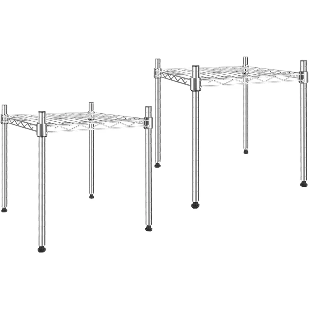 

1-уровневый стеллаж, ширина 15 дюймов x 13,8 дюйма x 15 дюймов, металлическая штабелируемая проволока, хром, 2 шт.