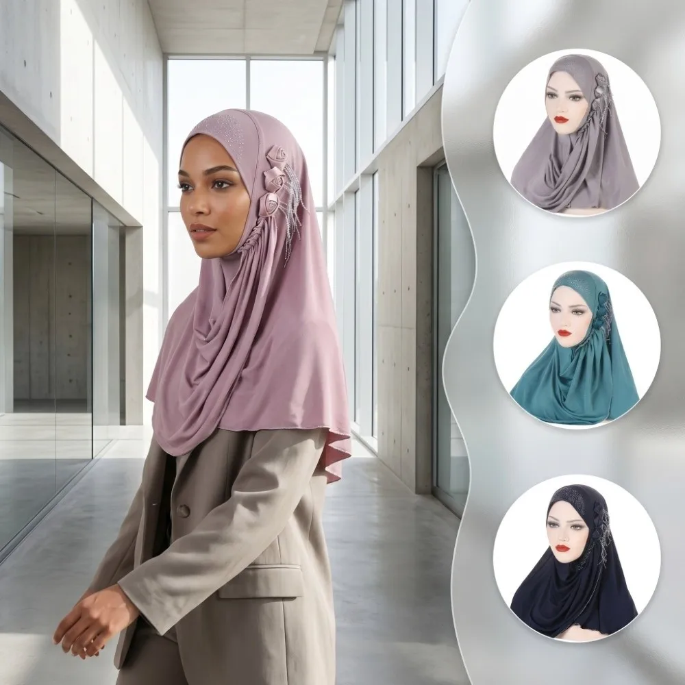 

Floral Women's Hijabs Full Cover Modest Wear Islamic Headscarf Elegant Prayer Hijab Muslim Hijab Spring Autumn Season