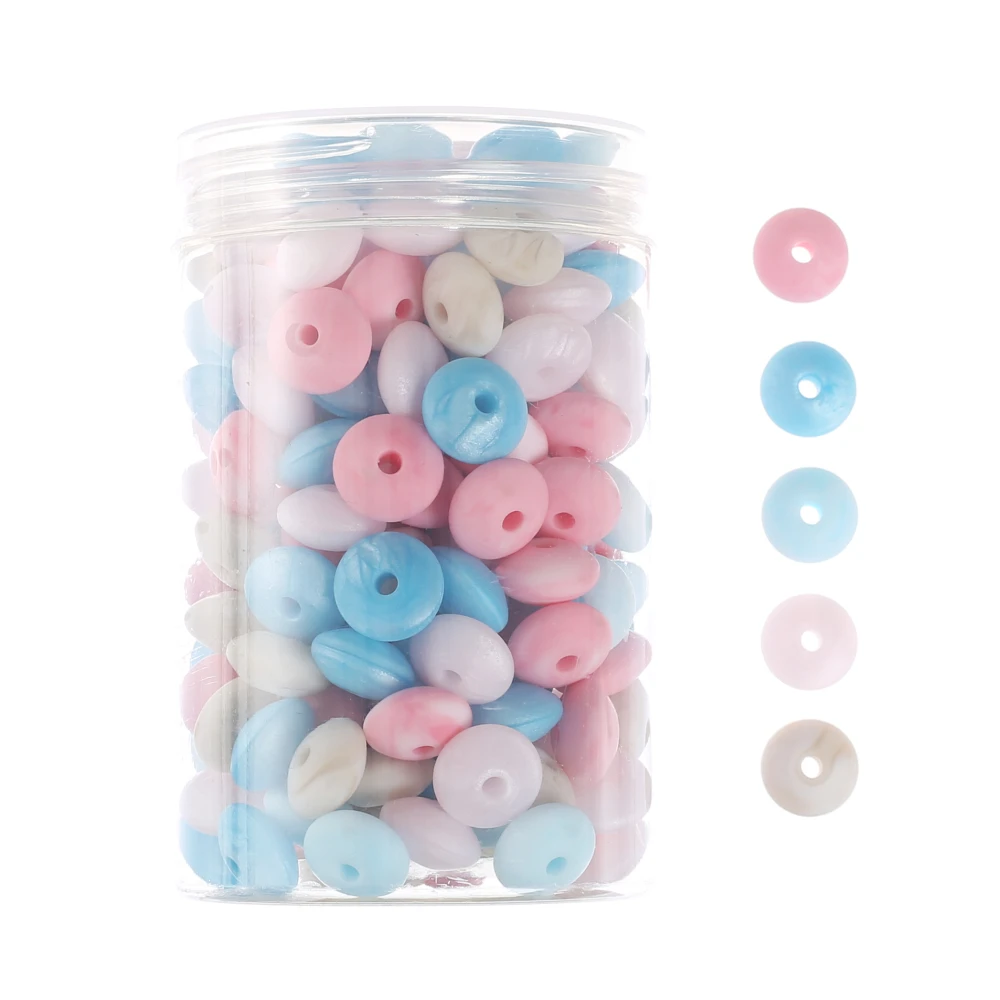 50Pcs 12mm Silicone Lentil Beads Abacus Teething Beads Newborn Baby Rodent Pacifier Chain Bracelet Toy Accessories BPA Free