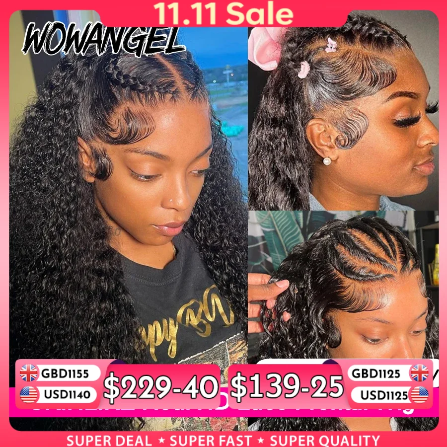 Wow Angel HD Lace Frontal Wigs 250% 13X6 Lace Front Wigs Water Wave HD Lace Closure Curly Wig Full Lace Human Hair Wig For Woman