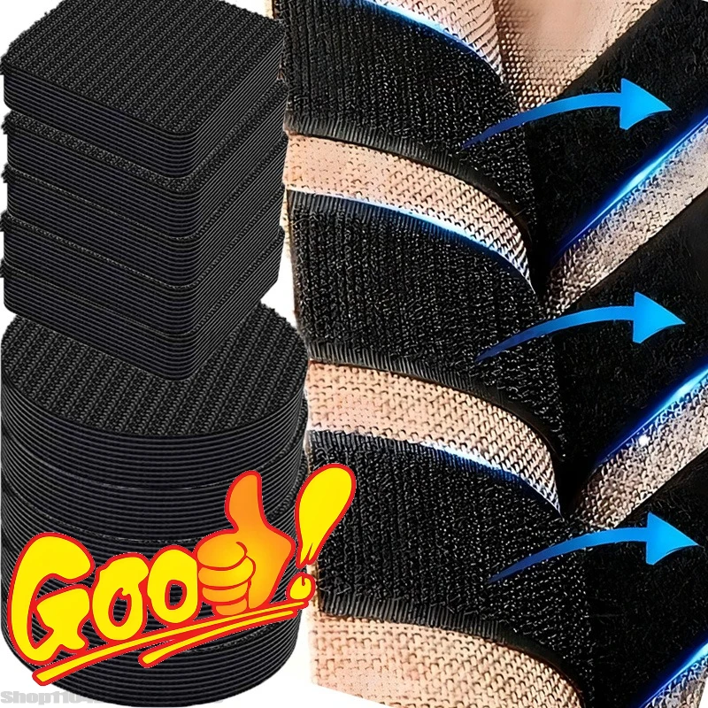 Nylon Adhesive Tape Household Use Touches Fastener Black Pad Fixed Patch Double Sided Mat Grip Strap Self-adhesive DIY Apparel