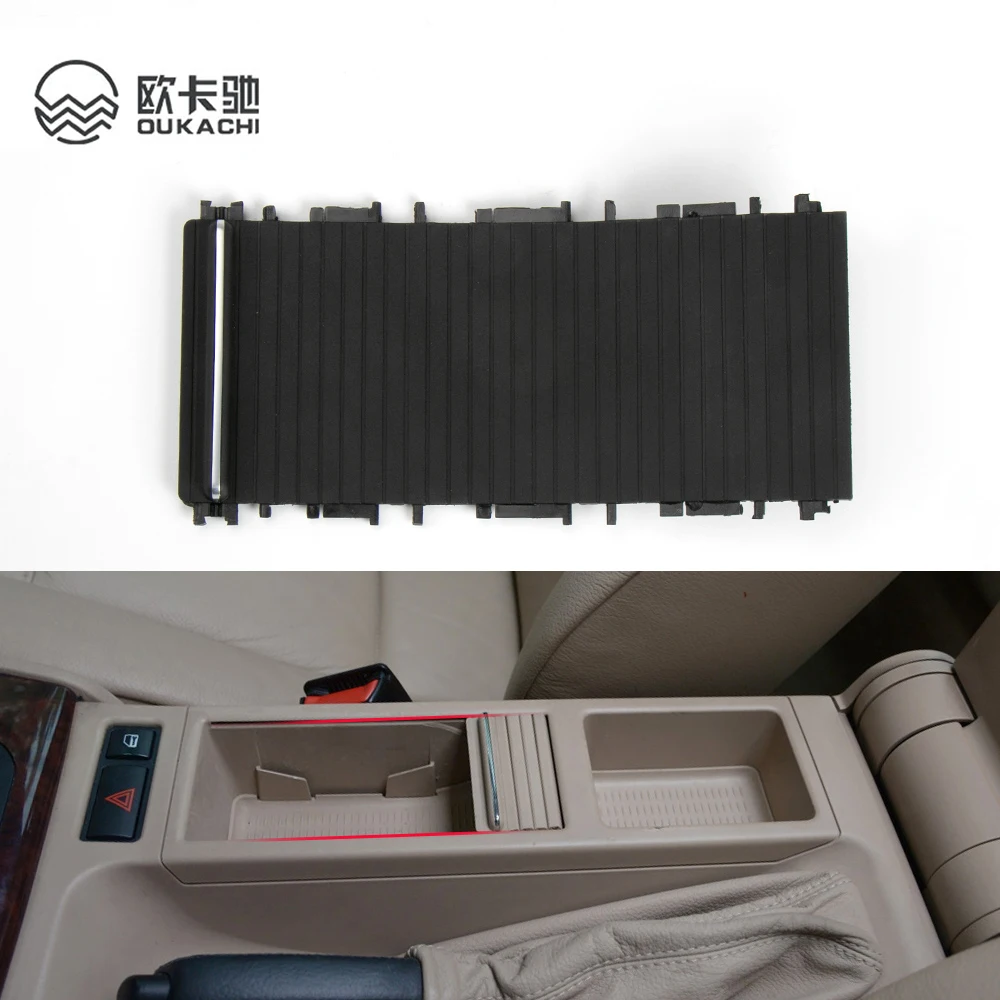 For BMW E46 3 Series 98-05 Center Console Cover Cup Holder Sliding Roller Blind Curtain Rear Console Storage Tray Cover