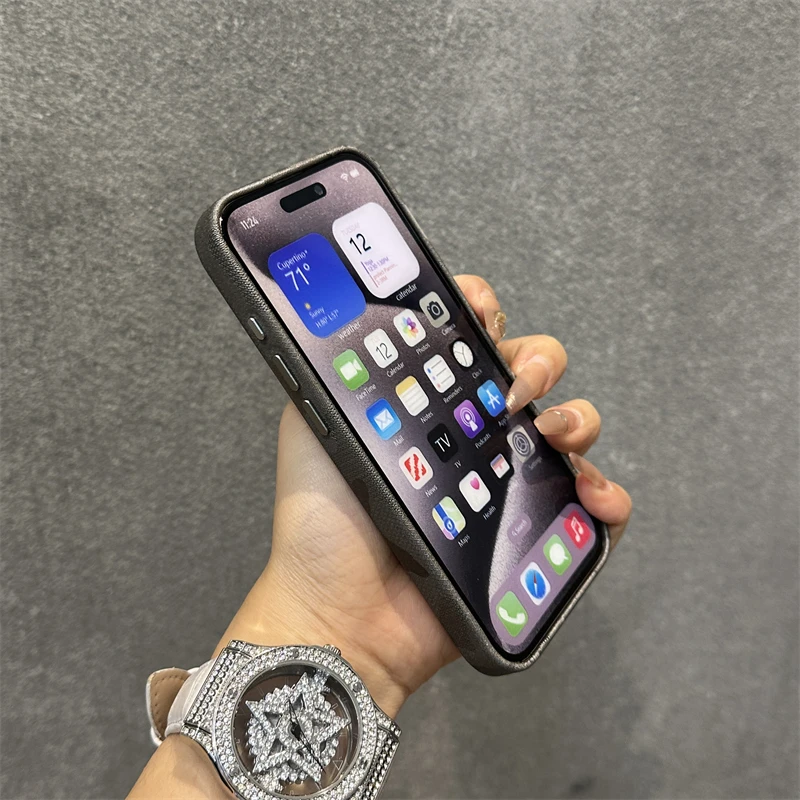 Camouflage PU Leather Magnetic Phone Case For iPhone 16 17Pro Max 15 13 14 Pro 17 Wireless Charging Alloy Lens Shockproof Cover