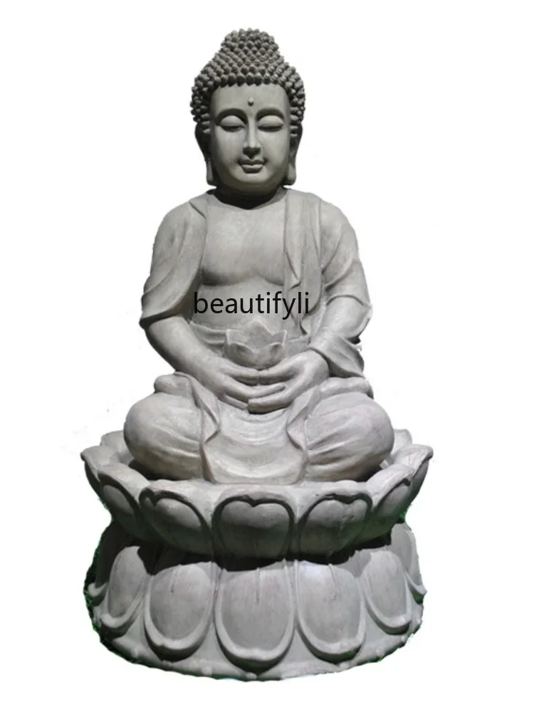 Fortune as Endless as Flowing Water Buddha Ornament Hallway Resin Japanese Style Garden Gift Floor Water Landscape Fountain