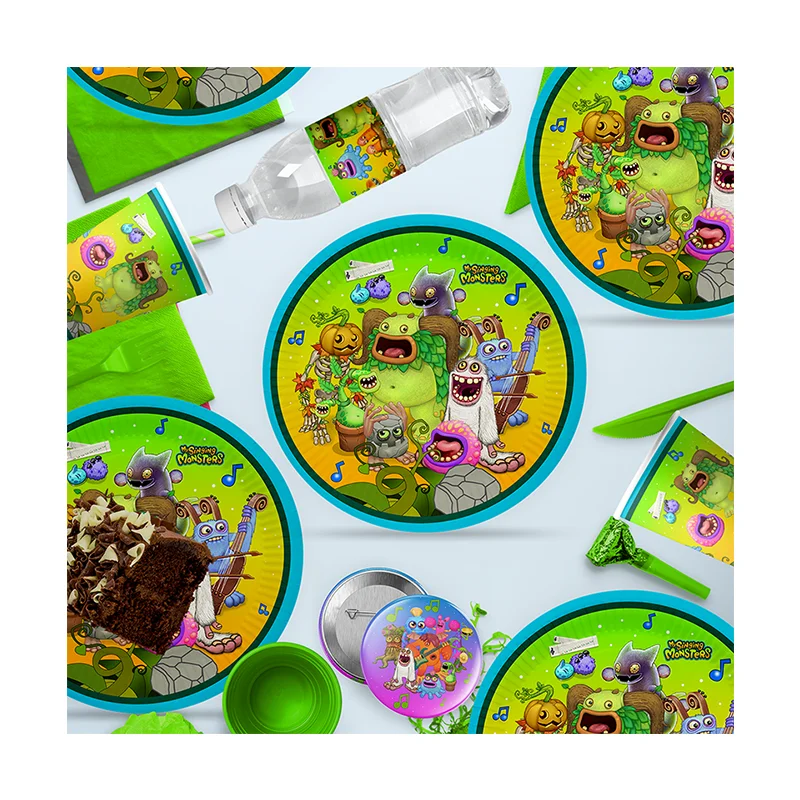 MINISO My Singing Monsters Develop a game with musical birthday decorations stickers Christening & Baptism Decorative supplies