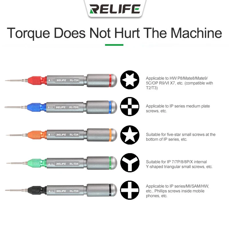 RELIFE RL-724 High-precision Hard Alloy Steel Anti-slip Torque Screwdriver for Mobile Phone and Tablet Computer Repair Tools