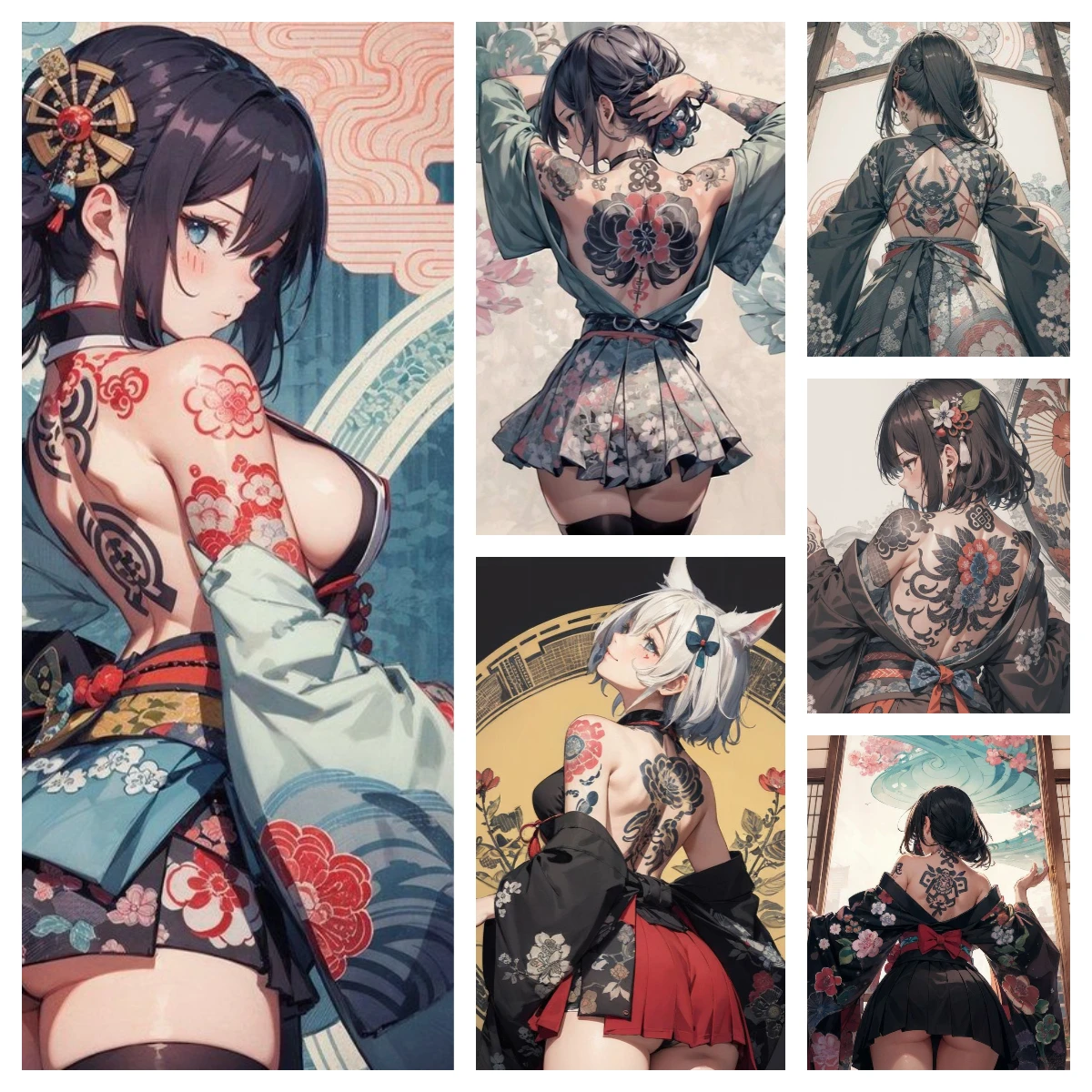 Arte de pared de lienzo de belleza Sexy caliente, póster de lienzo de chica de tatuaje, impresiones de Anime de dibujos animados, póster para sala de estar, decoración del hogar sin marco