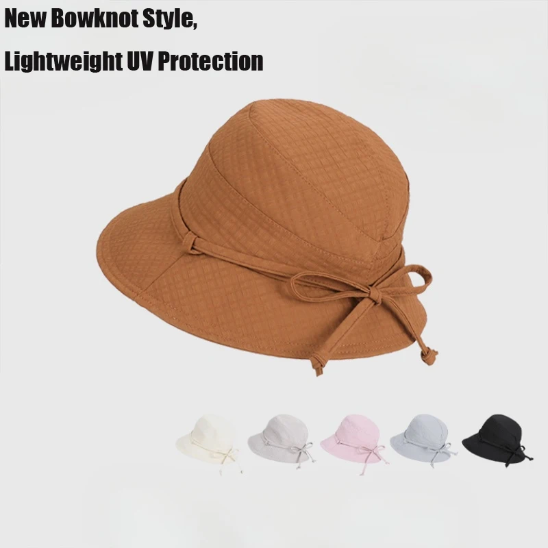 Eleganter Fischerhut mit Schleife und UV-Schutz, Leichter Waffelstoff mit Kühlem Netzinnenfutter, Damen Outdoor-Reise-Sonnenhut