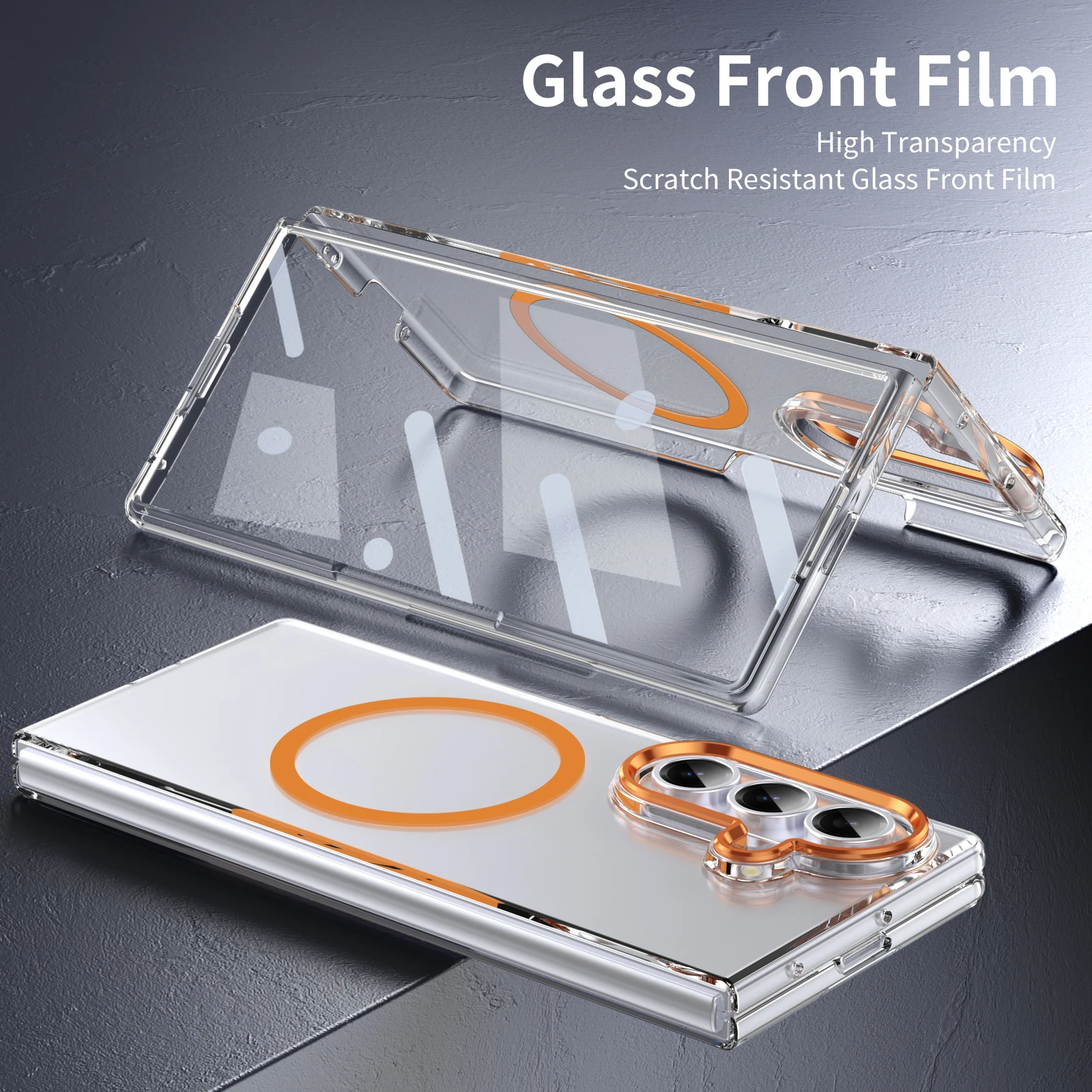 Crystal Clear Magnetic Case For Samsung Galaxy Z Fold 7 6 5 4 Clear Cover With Tempered Glass Screen Protector Shockproof