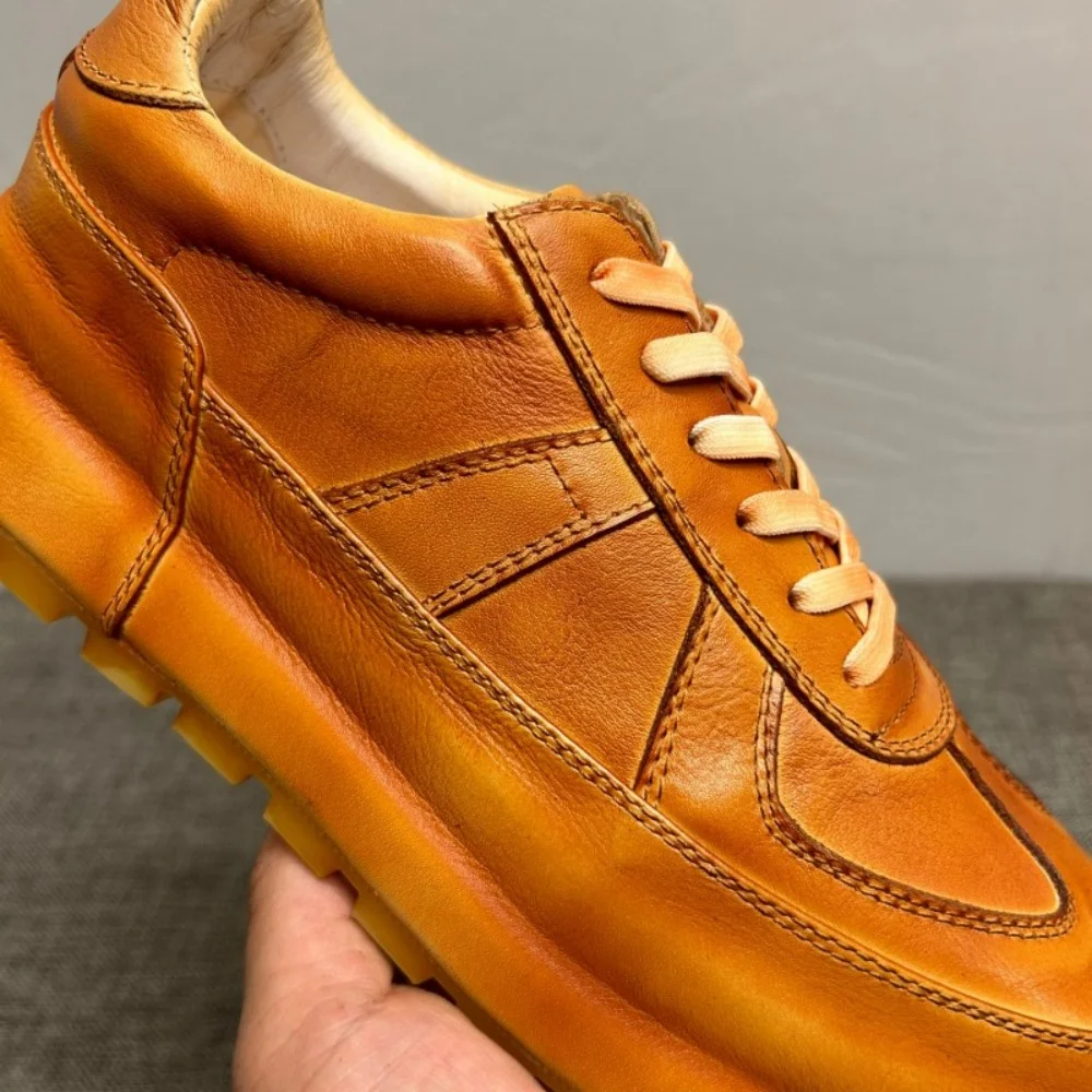 QHCCID baskets blanches hommes en cuir à la mode multi-usages rétro chaussures décontractées hommes à la mode respirant chaussures hommes