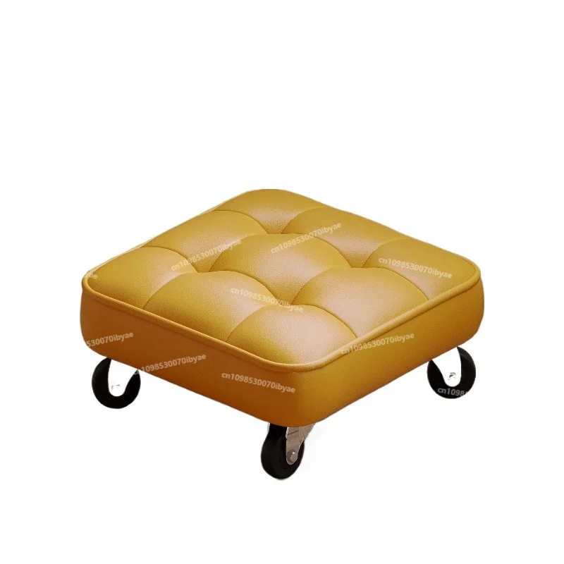 Small Stool with Wheels Household Universal Wheel Bench Living Room Pulley Low Stool Movable New Beautiful Seam Stool