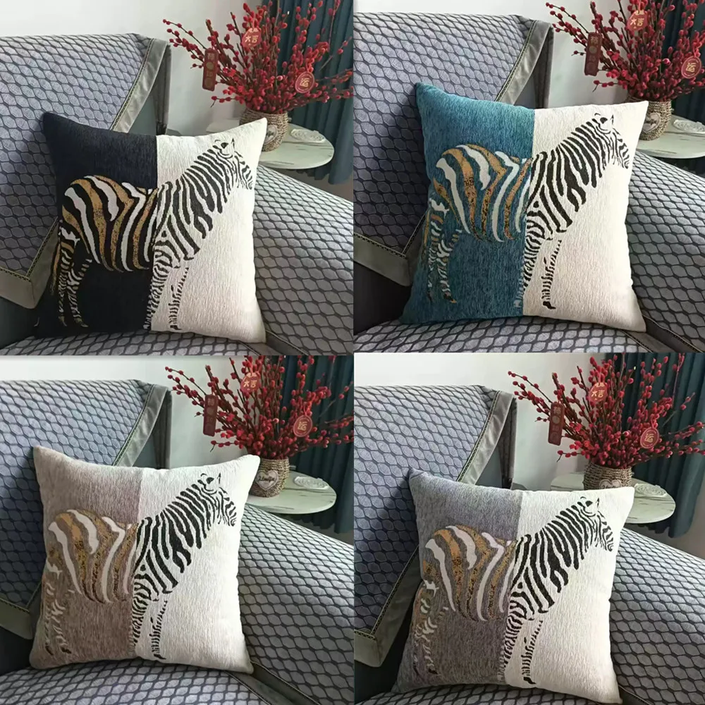 Zebra Pattern Chenille Nap Pillow Cozy Sleeping Neck Cushion Headrest Throw Pillow For Home Sofa Bedside Car Lumbar Back Pillow