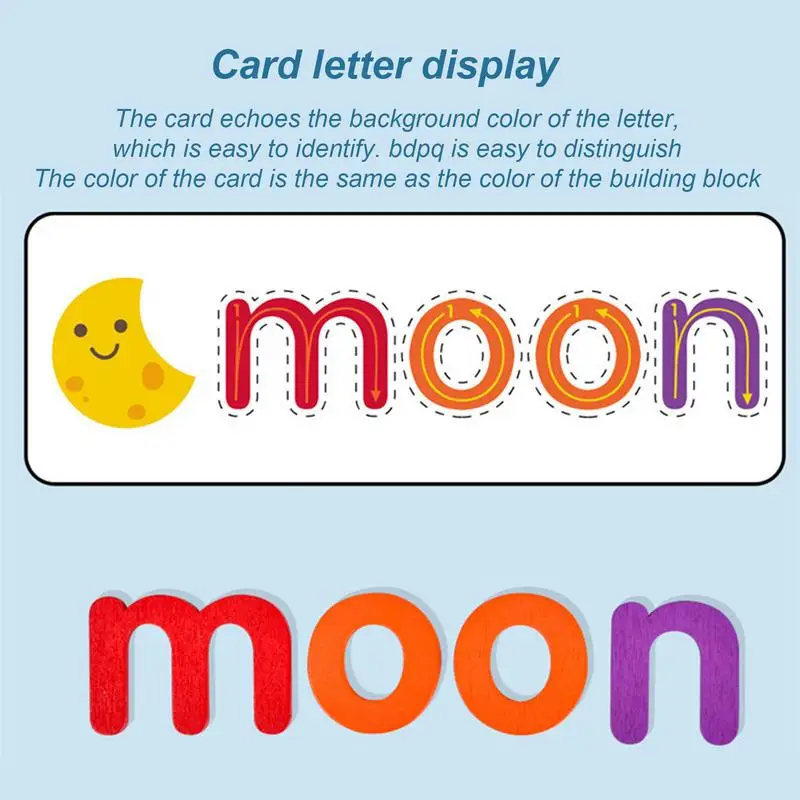 Spelling Games Wooden Educational Puzzles For Kids Word Spelling Toys For Kids Age 3-6 Year Old Letter Matching Game Fine Motor