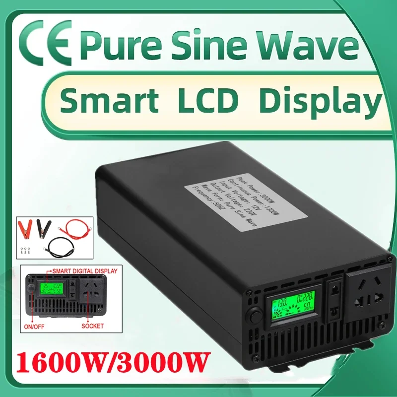 

Pure Sine Wave Inverter 12V/24V To AC220V Car Inverter 1600W/3000W Power Supply Voltage Converter Intelligent Digital Home Car