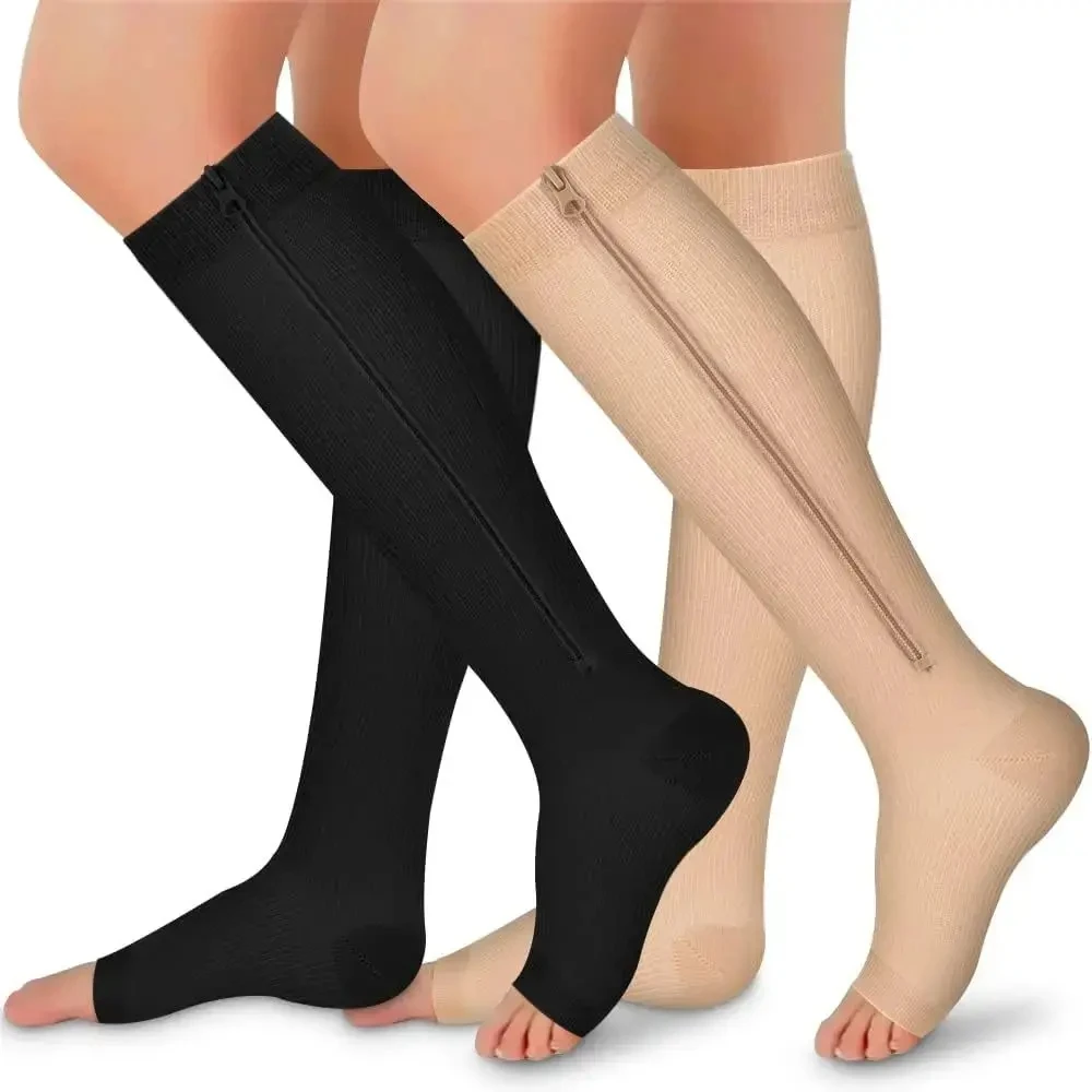 Zipper Compression Socks Men Women Pregnancy Varicose Veins Diabetes Medical Nurse Elastic Socks Gym Yoga Knee Pressure Socks