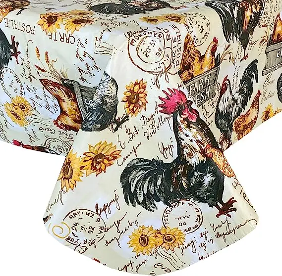 Rustic Farm Rooster Print Kitchen Rectangle Tablecloth Home Living Room Coffee Tablecloth Holiday Party Wedding Accessories