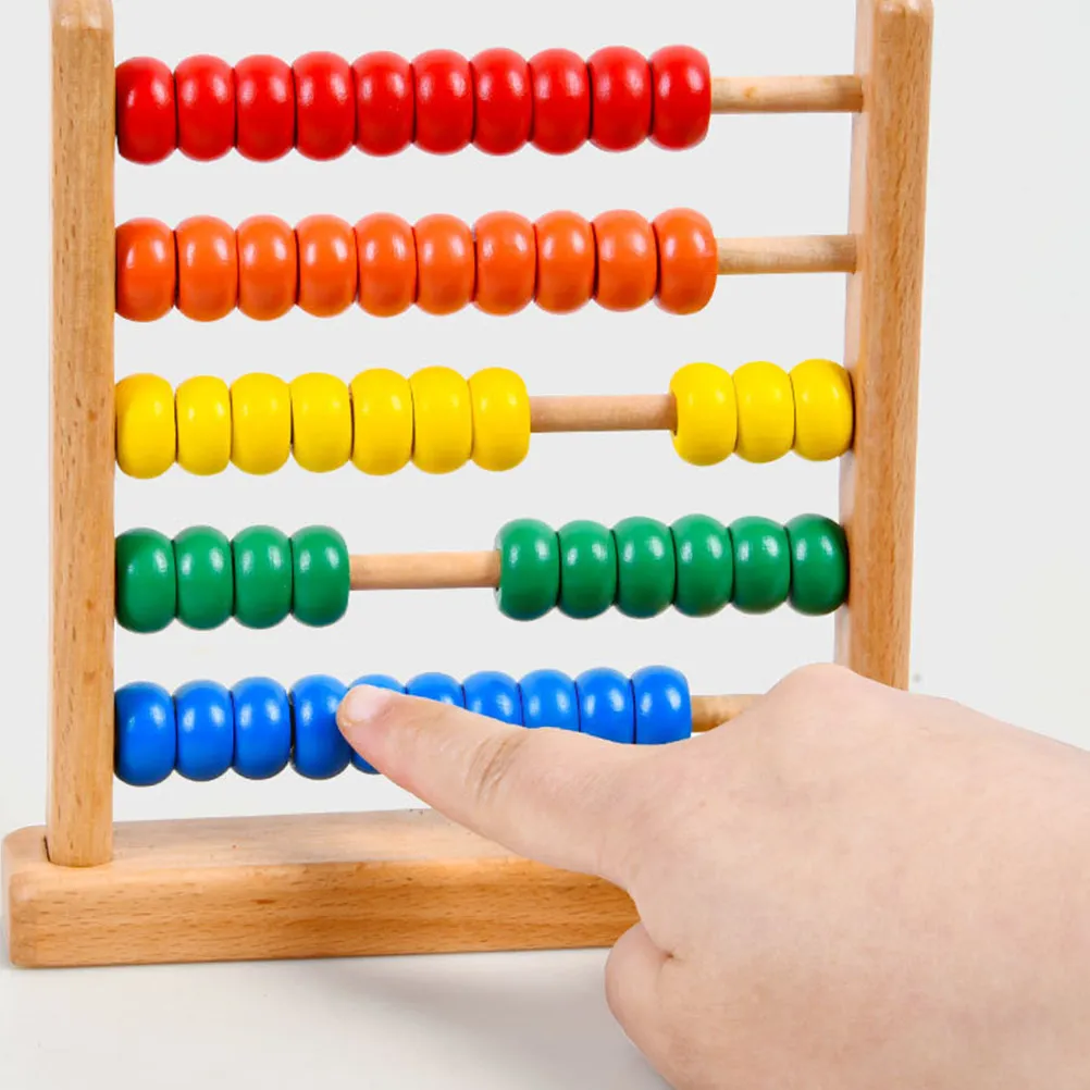 2Pcs Five-Column Beechwood Abacus for Kids Early Math Learning Preschool Counting Tool Hand-Eye Coordination Development Vintage