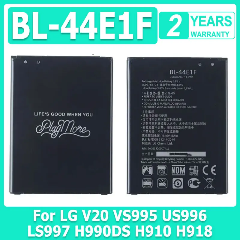 

1Pcs BL-44E1F Battery 3080mAh Battery For LG V20 H990 F800 VS995 US996 LS995 LS997 H990DS H910 H918 For LG Stylus3 For LG M40