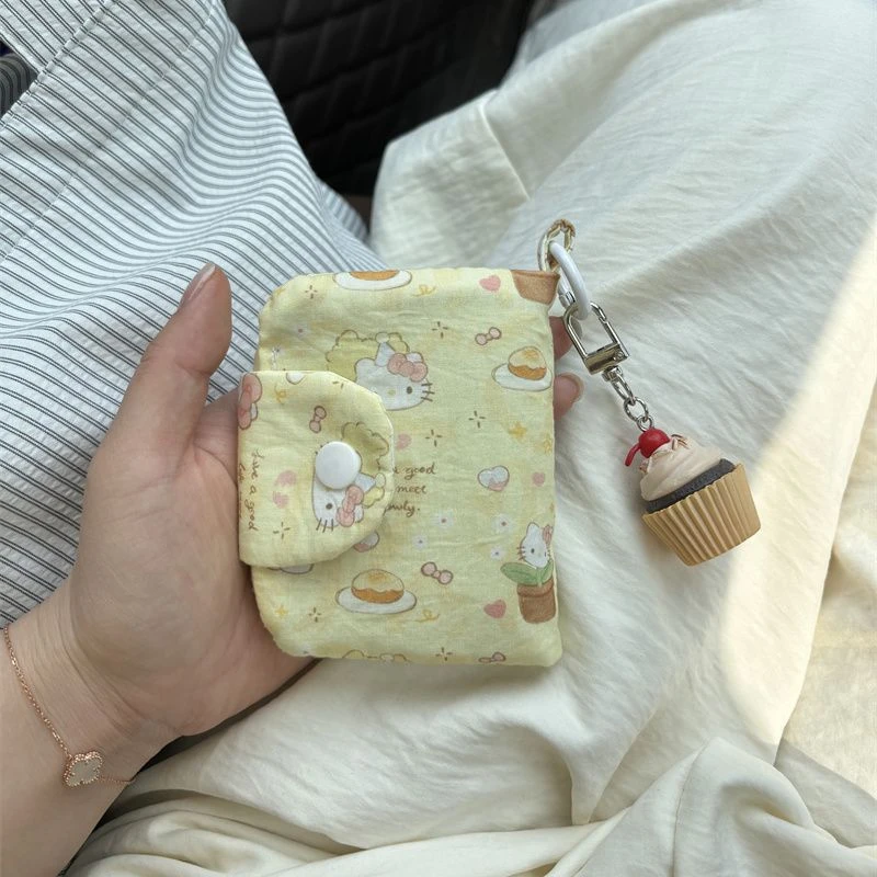 Xiuya New Hello Kitty Womens Wallet Cute Cartoon Small Coin Pretty Purses Fashion Casual Soft Kawaii Ladies Luxury Designer Bags