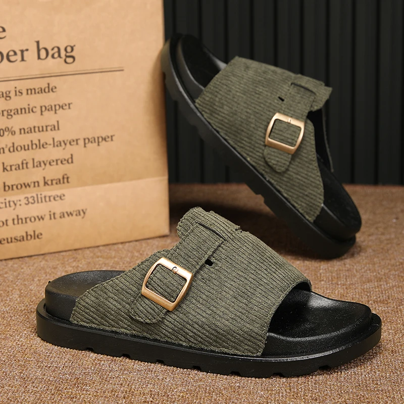 2026 Zuecos de Corcho para Hombre y Mujer, Sandalias Ajustables con Empeine Abierto y Plantilla Confortable, Calzado de Casa para Interiores