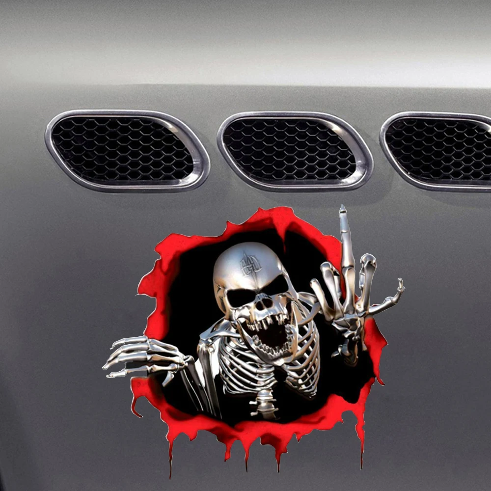 

1Pc Universal PET Skeleton Skull 3D Car Motorcycle Stickers Side Emblem Badge Decorative Stickers Car Exterior Accessories