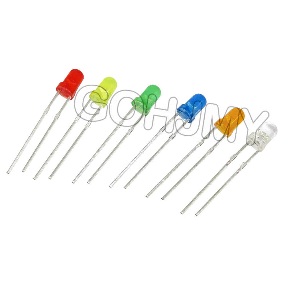 100PCS F3 F5 Highlight LED Red Green Yellow White Orange Blue 3MM 5MM  LED Light Emitting Diode